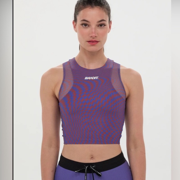 Bandit Tops - Bandit Stamina Lyra Race Crop - Size Medium - Deep Peri Blue with Rust - EUC